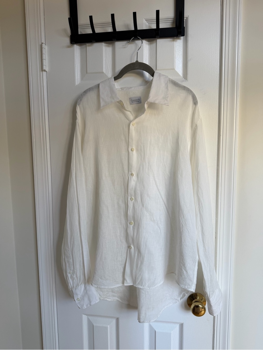 Comme Si 100% Linen White Oversized Button Down Shirt M Italy